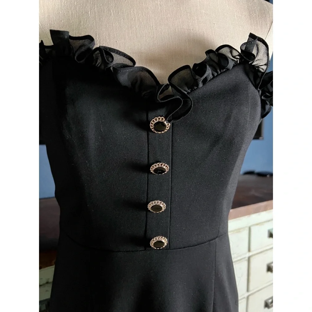 Anthropologie Strapless Ruffle Side Slit Dress 6 - Picture 2 of 10